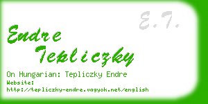endre tepliczky business card